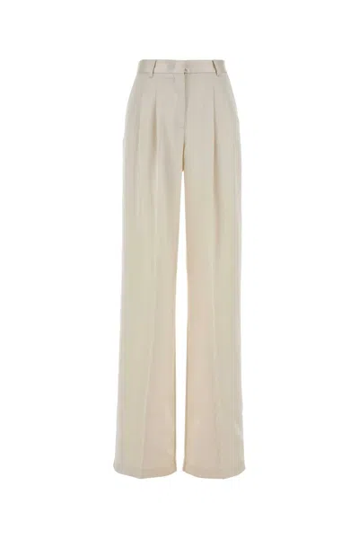 The Andamane Satin Nathalie Palazzo Trousers Pleated Front In White