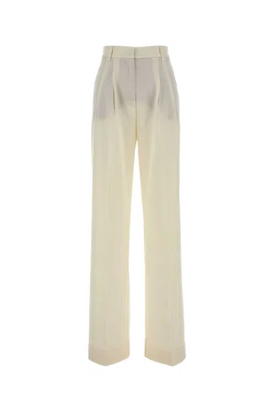 The Andamane Ivory Stretch Gabardine Palazzo Pant In White