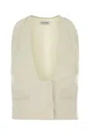 The Andamane Ivory Stretch Gabardine Vest In White