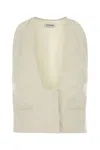 The Andamane Stretch Gabardine Sleeveless Deep V-neck Vest In White