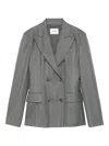 The Andamane Pinstripe Double-breasted Blazer In Gray