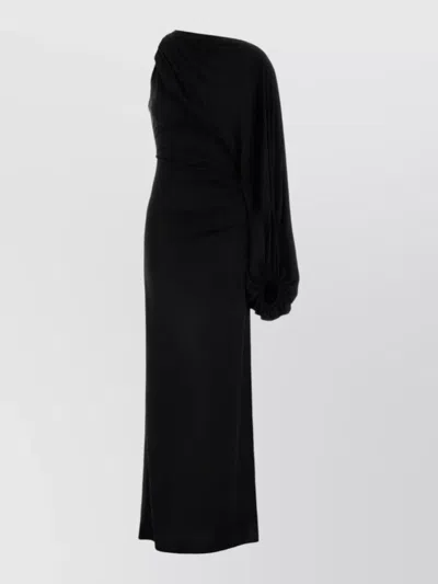 The Andamane Jersey One Shoulder Asymmetric Maxi Dress In Black