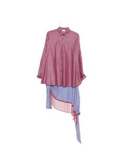 The Andamane Jolene Beaded-fringe Striped Shirt Mini Dress In Multi