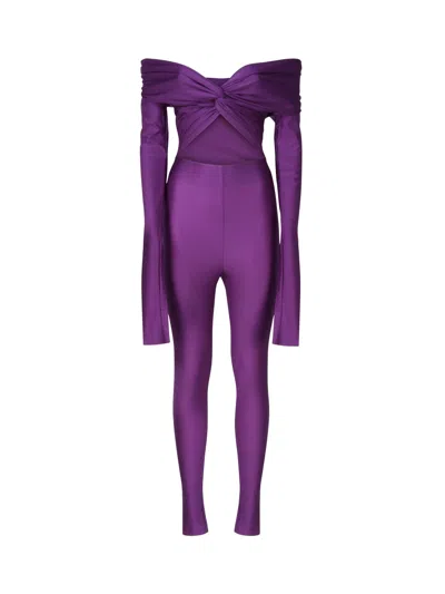 The Andamane Jumpsuit With Knotted Top In Purple