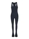 The Andamane 'tess' Black Jumpsuit With All-over Crystal Applications In Stretch Jersey Woman In Black