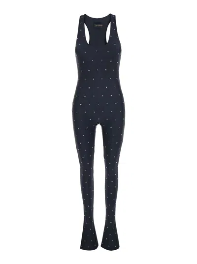 THE ANDAMANE 'TESS' BLACK JUMPSUIT WITH ALL-OVER CRYSTAL APPLICATIONS