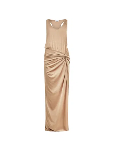 The Andamane Juno Draped Maxi Dress In Brown