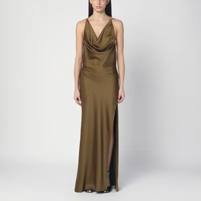 The Andamane Kaki Dress With An Open Back In Green