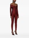 The Andamane Kandall Twist-neck Off-shoulder Bodysuit In Green