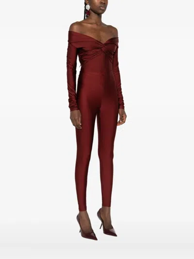 The Andamane Kandall Twist-neck Off-shoulder Bodysuit In Green