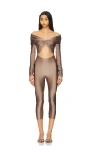 The Andamane Strapless Jumpsuit In Greige