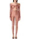 The Andamane Cut-out Fitted Jumpsuit Knot Detail In Pink