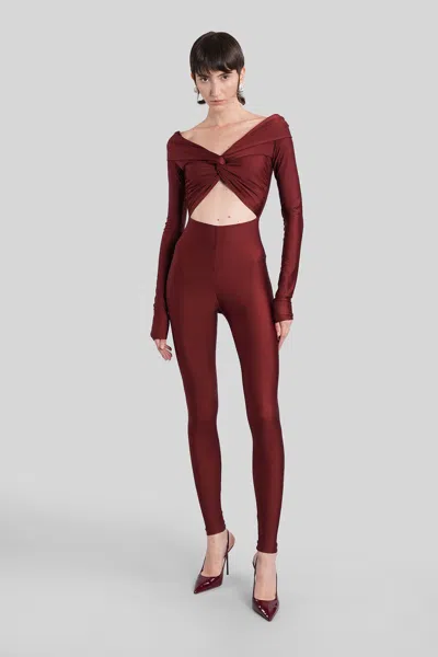 The Andamane Kendall Jumpsuit In Bordeaux Polyamide In Burgundy