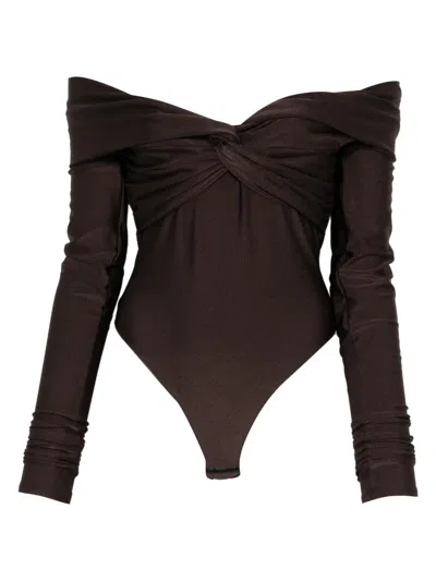 The Andamane Kendall Long-sleeve Bodysuit In Brown