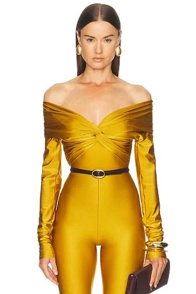 The Andamane Kendall Off Shoulder Bodysuit In Animal Print