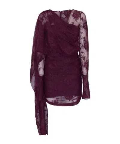 The Andamane Lace Cape Dress In Purple