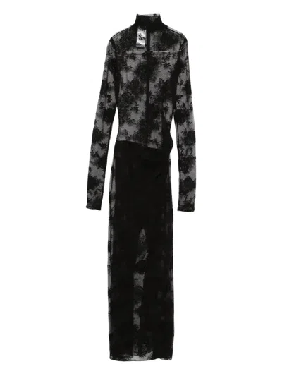 The Andamane Lace Long-sleeve Dress In Multi