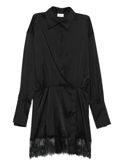 The Andamane Lace-trimmed Satin Dress In Black