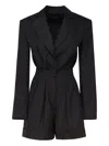 The Andamane Lapel-collar Pleated Playsuit
