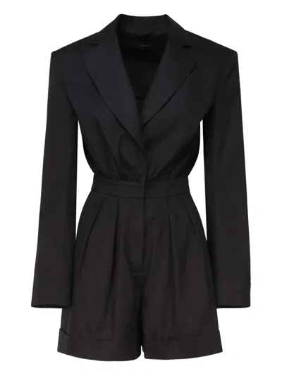The Andamane Lapel-collar Pleated Playsuit