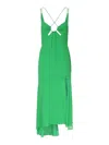 The Andamane Silk Dress With Unique Hemline And Front Cut-outs In Green