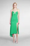The Andamane Silk Dress With Unique Hemline And Front Cut-outs In Emerald