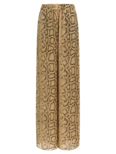 The Andamane Lena Snake Print Wide Leg Trousers In Neutral