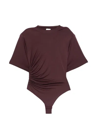 The Andamane Lennox Gathered-detail Bodysuit In Purple