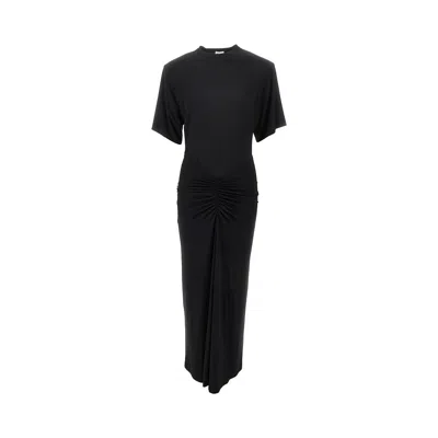 The Andamane Gathered Midi Dress In Black