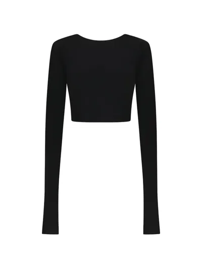 The Andamane Lia Long-sleeve Crop Top In Black