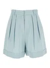 The Andamane Women Light Blue Shorts With Pinces In Linen Blend Woman In Blue