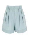 The Andamane Women Light Blue Shorts With Pinces In Linen Blend Woman In Blue