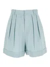 The Andamane Women Light Blue Shorts With Pinces In Linen Blend Woman In Blue