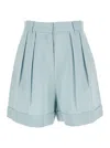 The Andamane Women Light Blue Shorts With Pinces In Linen Blend Woman In Blue