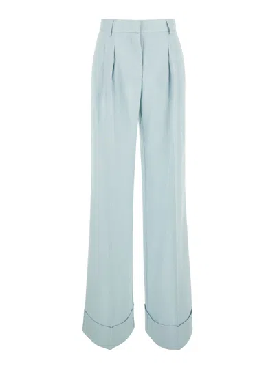 THE ANDAMANE LIGHT BLUE STRAIGHT PANTS WITH PINCES IN LINE BLEND WOMAN