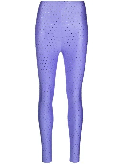 THE ANDAMANE LIGHT PURPLE PURPLE RHINESTONE EMBELLISHMENT LEGGINGS