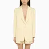 THE ANDAMANE THE ANDAMANE LIGHT YELLOW GUIA SINGLE BREASTED JACKET IN LINEN BLEND
