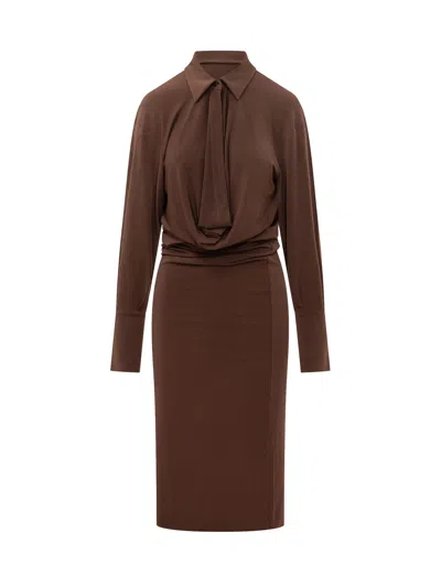 The Andamane Lilia Midi Dress In Brown
