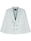 The Andamane Linen-blend Double-breasted Blazer In Blue