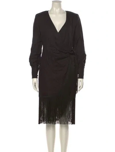 Pre-owned The Andamane Linen Midi Length Dress In Black