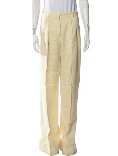 Pre-owned The Andamane Linen Wide Leg Pants In Yellow