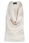 The Andamane Liquid Satin Racerback Top With Draped Front