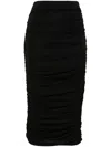 The Andamane Livia Ruched Midi Skirt In Schwarz