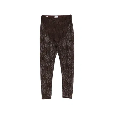 The Andamane Loli Lace-pattern Cropped Leggings In Brown