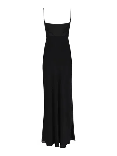 The Andamane Long Dress With Shawl Neckline In Black