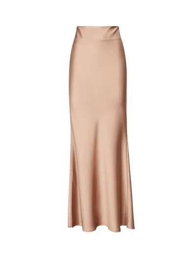 The Andamane Long Satin Skirt In Silver