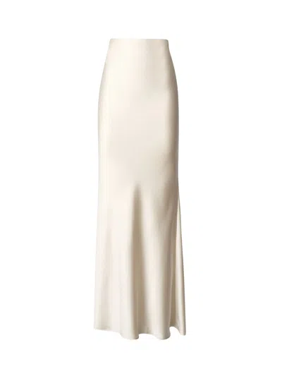 The Andamane Long Satin Skirt In White