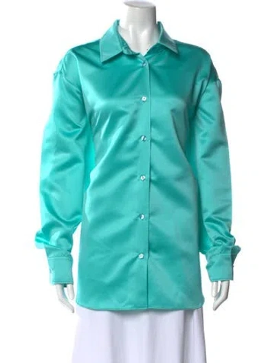 Pre-owned The Andamane Long Sleeve Button-up Top In Blue