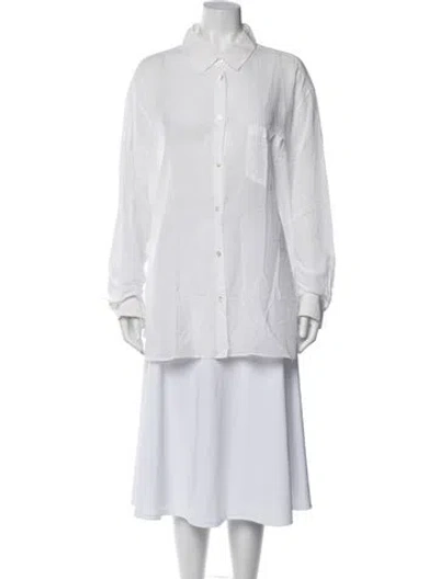 Pre-owned The Andamane Long Sleeve Button-up Top In White