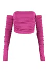 The Andamane Off-shoulder Fuchsia Top With Draped Detailing In Pink